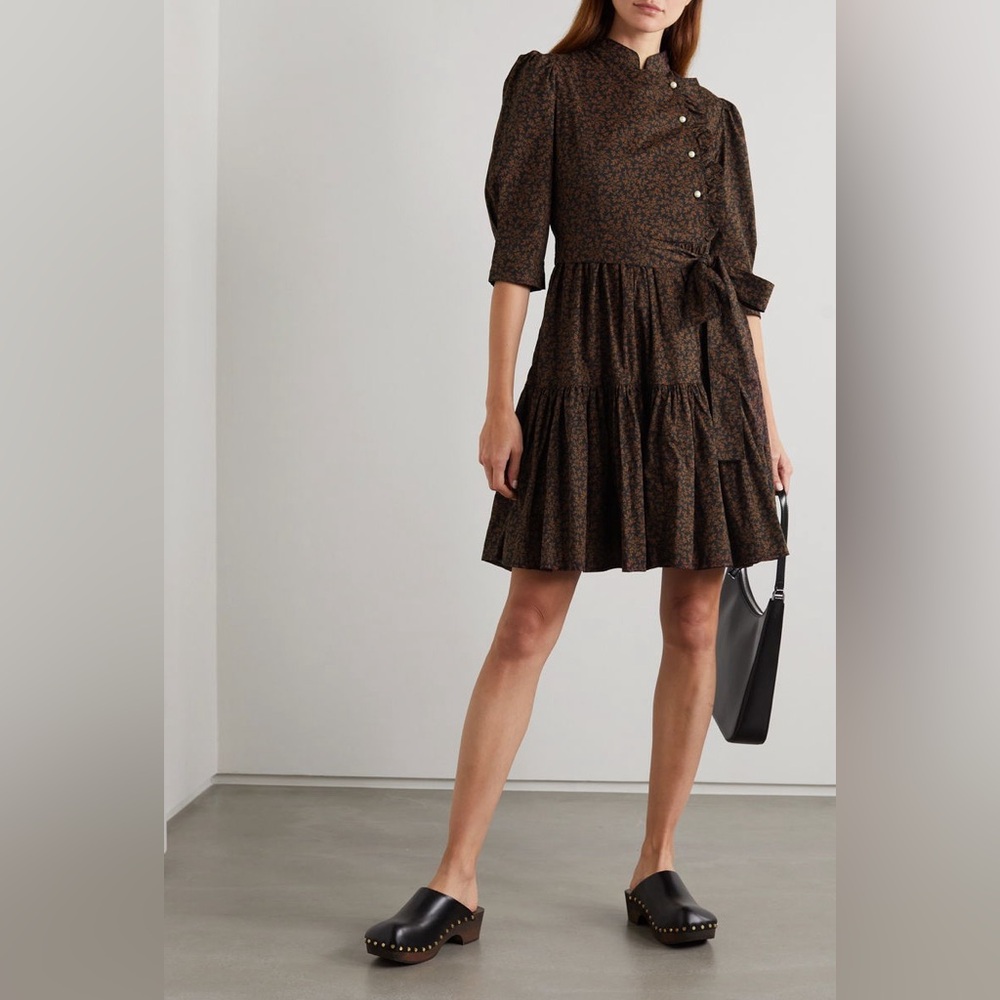 🤎 BATSHEVA Laura Ashley Sadie Mini | Size L/US10 | Brown Leaf Print 🤎